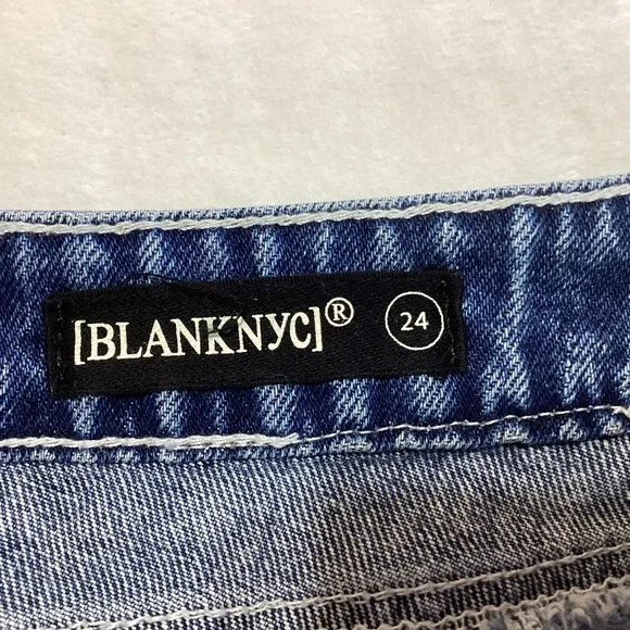 Blank NYC Two-Tone Asymmetrical Wrap Skirt Blue White 24 (00, XXS) - Picture 3 of 9